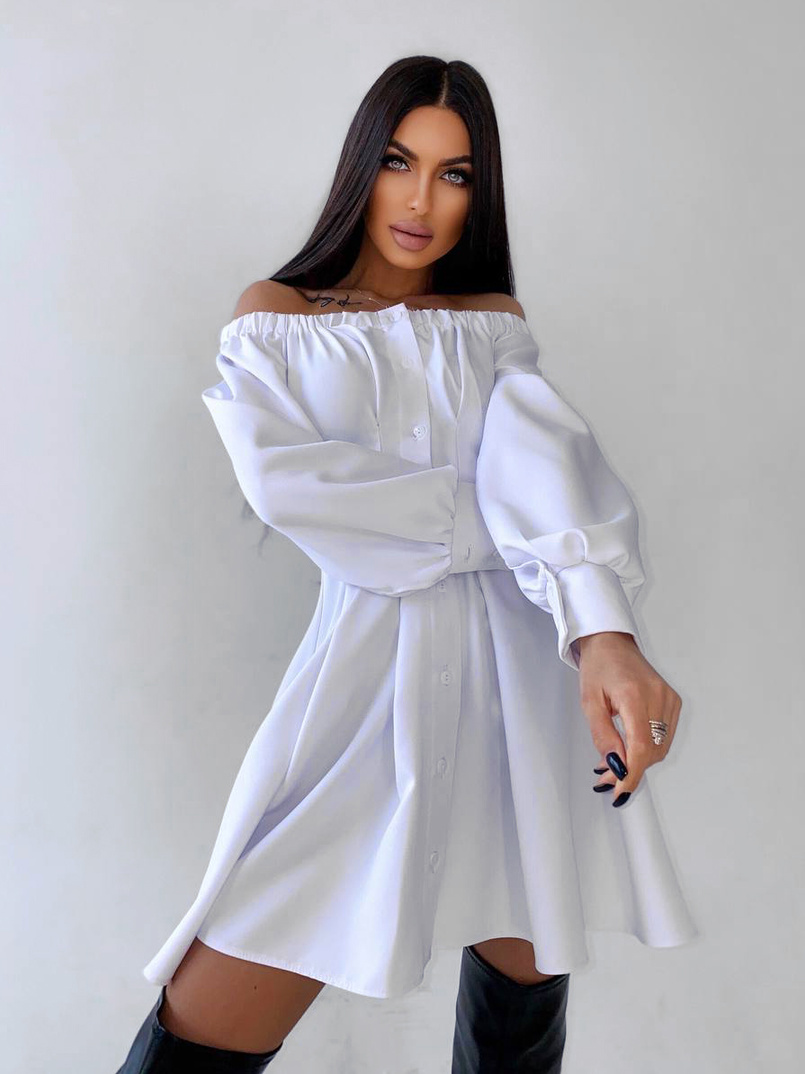 Приталенное платье-рубашка на плечиках с корсетом из эко-кожи Приталенное платье-рубашка на плечиках с корсетом из эко-кожи | PUSHKA SHOP