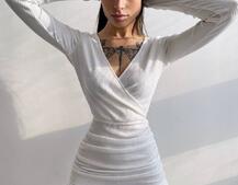 Трикотажное платье с присобранной юбкой | PUSHKA SHOP