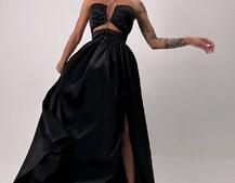 Атласна сукня максі із шнуром зі стразами  | PUSHKA SHOP