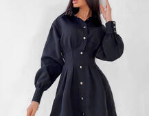 Приталенное платье-рубашка на кнопках с открытой спиной Приталенное платье-рубашка на кнопках с открытой спиной | PUSHKA SHOP