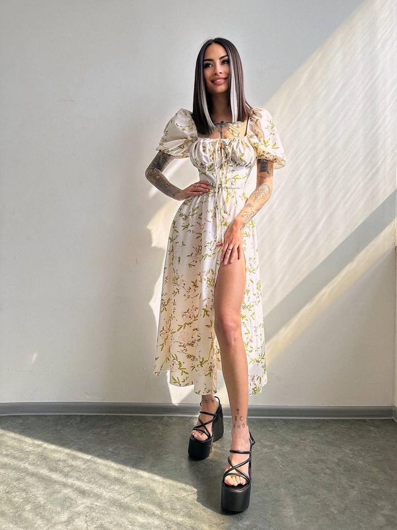 Сукня- міді  з квітковим принтом Сукня- міді  з квітковим принтом | PUSHKA SHOP