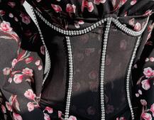 Платье  ассиметричного кроя с расклешенными рукавами + корсет декорированный стразами  | PUSHKA SHOP