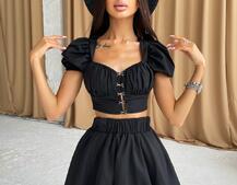 Комплект из хлопка: топ на крючках + юбка  Комплект из хлопка: топ на крючках + юбка  | PUSHKA SHOP