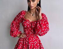 Сукня з квітковим принтом з воланами на ґудзиках  Сукня з квітковим принтом з воланами на ґудзиках  | PUSHKA SHOP