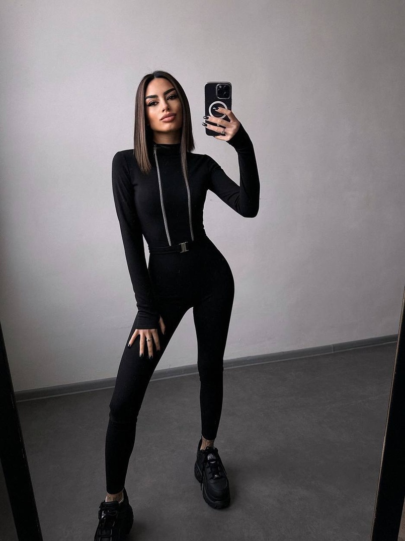 Облягаючий комбінезон з двома змійками та застібкою на талії | PUSHKA SHOP