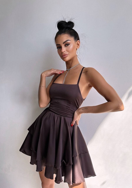 Шовкова сукня  з пишною спідницею та шнурівкою   | PUSHKA SHOP