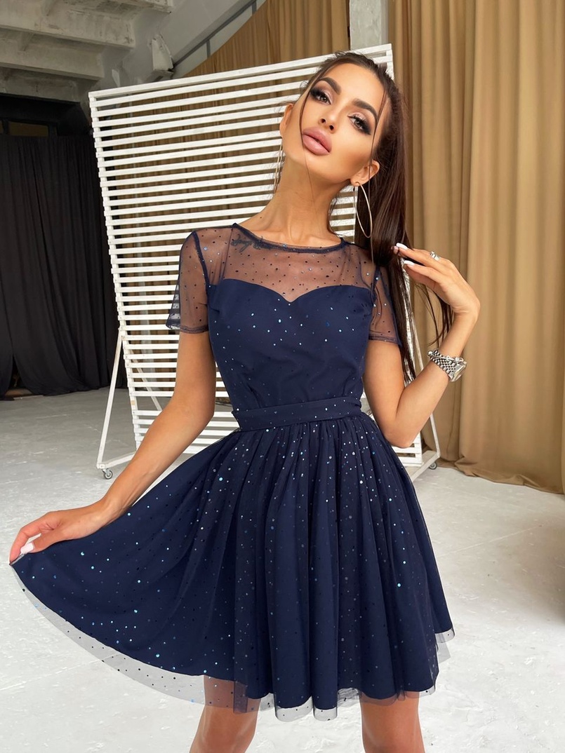 Платье-мини с голографическими блестками Платье-мини с голографическими блестками | PUSHKA SHOP