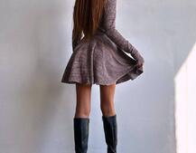 Трикотажна сукня міні із спідницею сонцем     | PUSHKA SHOP