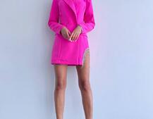 Приталена сукня-піджак, декорована бахромою зі страз | PUSHKA SHOP