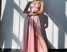 Комплект: корсет-бюстьє , декорований стразами  + спідниця максі з розрізом   Ручна робота  | PUSHKA SHOP