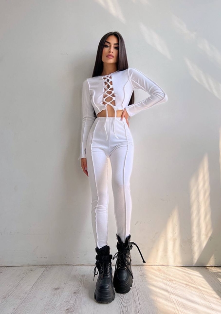 Комплект: топ зі шнурівкою на грудях + легінси | PUSHKA SHOP