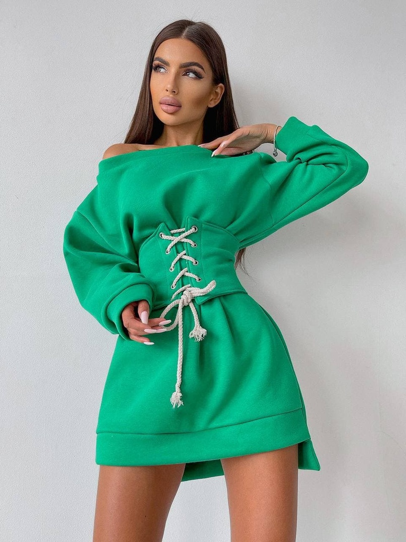 Худи на флисе + корсет на шнуровке  | PUSHKA SHOP