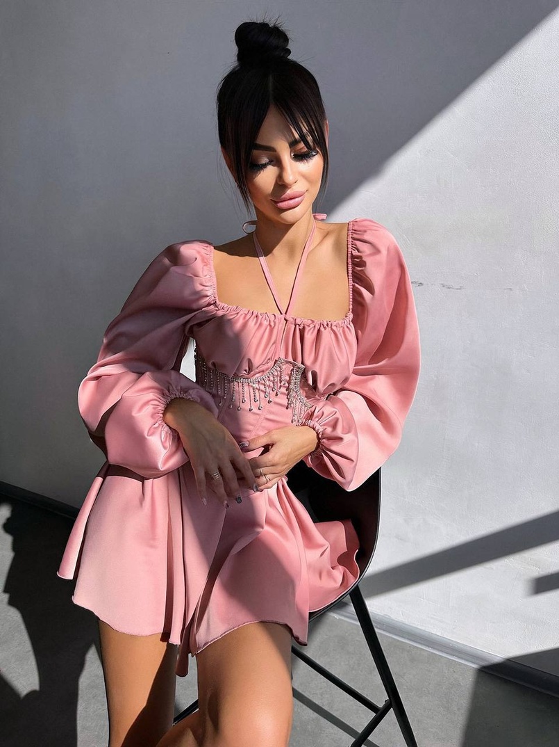 Сукня з корсетом, декорованим бахромою зі страз Ручна робота Сукня з корсетом, декорованим бахромою зі страз Ручна робота | PUSHKA SHOP