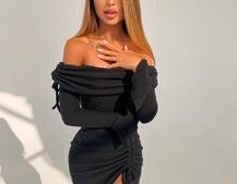 Трикотажна сукня міді з хомутом Трикотажна сукня міді з хомутом | PUSHKA SHOP