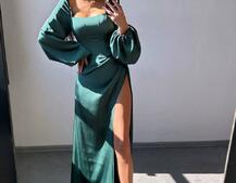 Атласний комплект: корсет + спідниця  максі з драпіруванням | PUSHKA SHOP