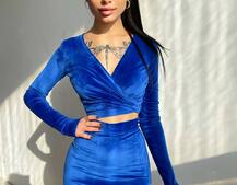 Оксамитовий комплект, декорований бахромою зі страз | PUSHKA SHOP