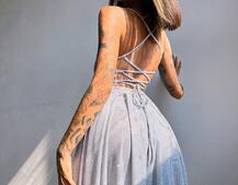 Сяюча сукня максі  зі шнурівкою на спинці | PUSHKA SHOP