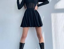 Приталена сукня з корсетною вставкою та спідницею-сонцем Приталена сукня з корсетною вставкою та спідницею-сонцем | PUSHKA SHOP