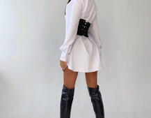 Платье-рубашка с корсетом на косточках со шнуровкой Платье-рубашка с корсетом на косточках со шнуровкой | PUSHKA SHOP