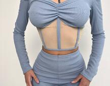 Комплект : штани кльош і топ з елементами корсету  | PUSHKA SHOP