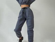 Тёплый базовый костюм на флисе с объемными капюшоном  Тёплый базовый костюм на флисе с объемными капюшоном  | PUSHKA SHOP