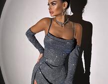 Сяючий комплект: корсет+ рукавички + спідниця максі Сяючий комплект: корсет+ рукавички + спідниця максі | PUSHKA SHOP