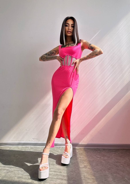 Сукня-міді  з елементами корсету   | PUSHKA SHOP