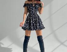 Платье мини с корсетной вставкой на талии с косточками Платье мини с корсетной вставкой на талии с косточками | PUSHKA SHOP