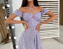 Цветочное платье макси с разрезом  | PUSHKA SHOP