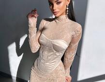 Комплект: мереживна сукня міні + корсет  | PUSHKA SHOP