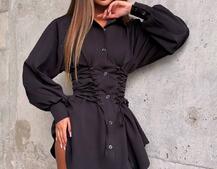 Сукня-сорочка зі шнурівкою | PUSHKA SHOP