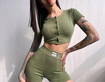 Комплект: топ на ґудзиках + велосипедки | PUSHKA SHOP