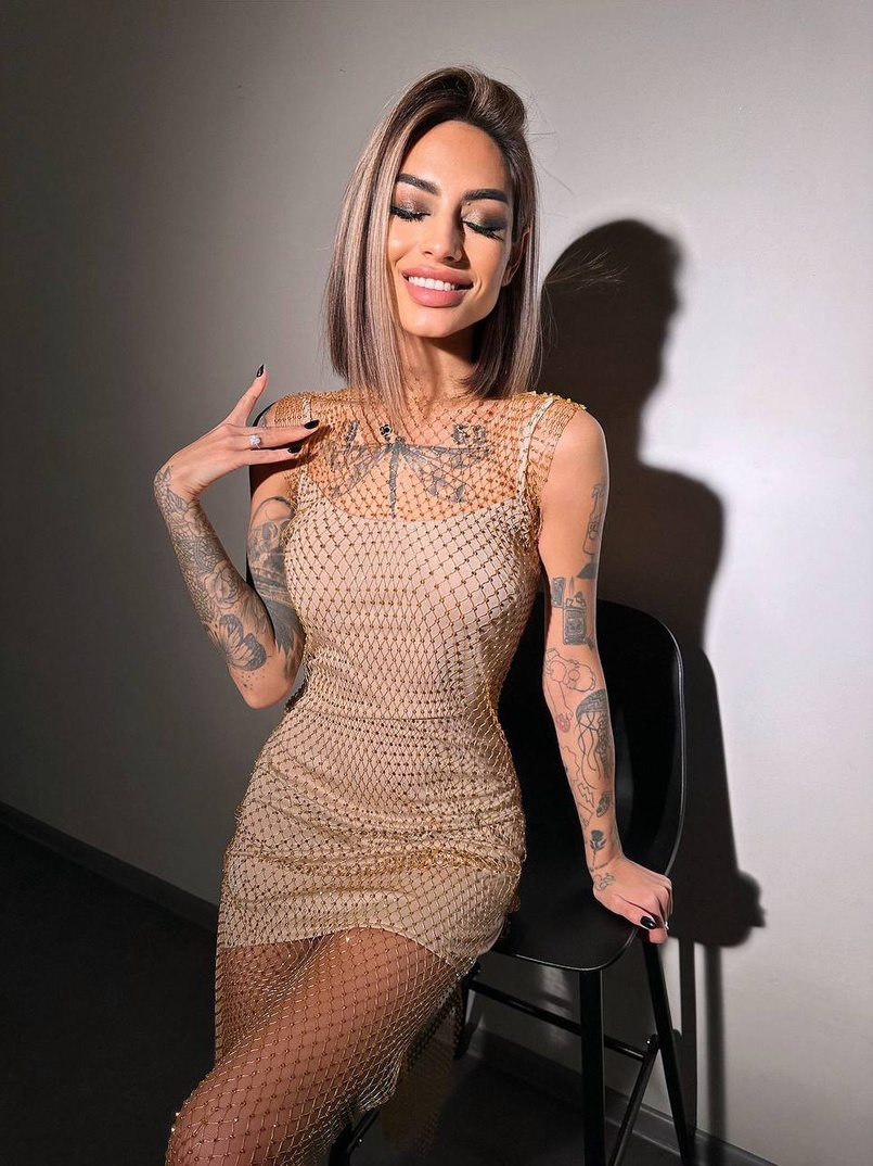 Сукня із сітки зі стразами на трикотажній підкладці Сукня із сітки зі стразами на трикотажній підкладці | PUSHKA SHOP