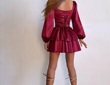 Комплект: сукня з подвійною спідницею + корсет, декорований стразами    | PUSHKA SHOP