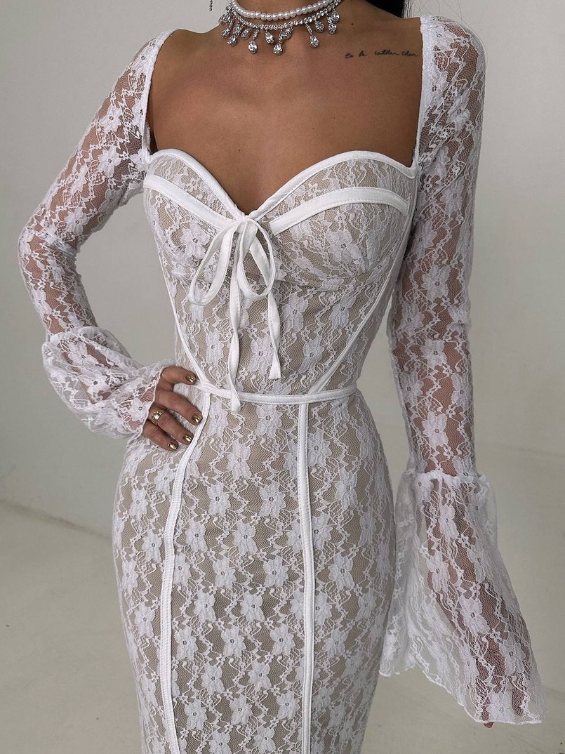 Мереживна сукня максі з чашечками    | PUSHKA SHOP