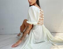 Улюблена сукня міді зі шнурівкою на спинці в нових кольорах Улюблена сукня міді зі шнурівкою на спинці в нових кольорах | PUSHKA SHOP