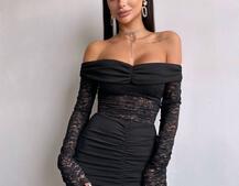 Мереживна сукня максі з драпіруванням | PUSHKA SHOP