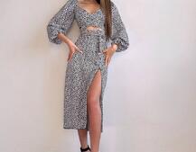 Комплект: топ із зав'язками на талії + спідниця міді з розрізом Комплект: топ із зав'язками на талії + спідниця міді з розрізом | PUSHKA SHOP