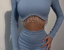 Комплект : штани кльош і топ , декорований бахромою зі страз Ручна робота | PUSHKA SHOP