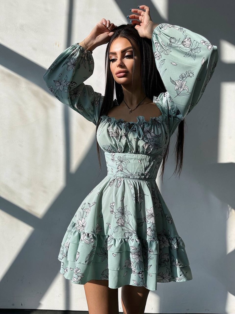 Квіткова сукня з воланами та шнуровкою по спинці | PUSHKA SHOP