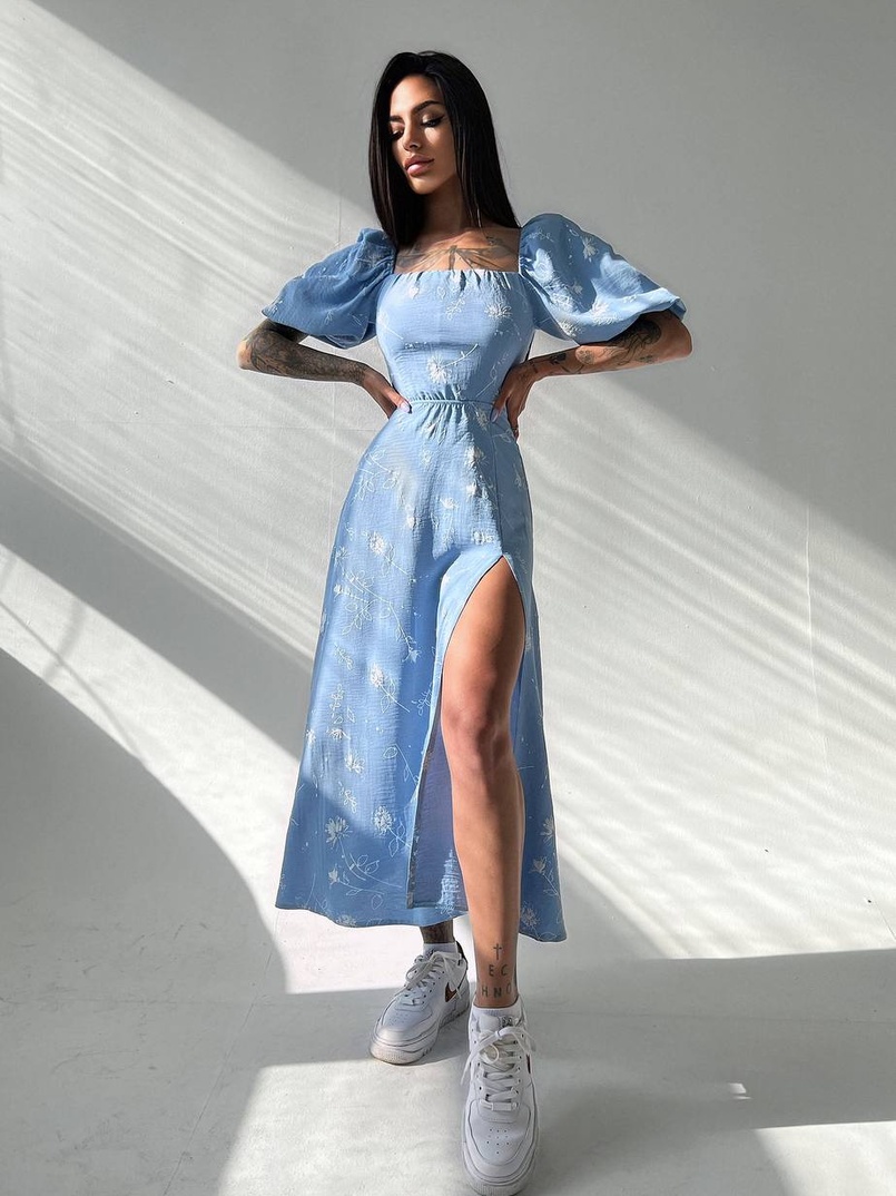 Платье миди со шнуровкой на спинке  | PUSHKA SHOP