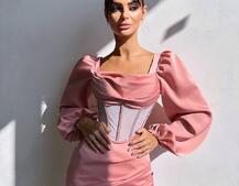 Комплект: корсет, декорований стразами + спідниця міні з драпіруванням   Ручна робота  | PUSHKA SHOP