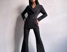 Костюм: піджак на підкладці, штани кльош+ жилет  | PUSHKA SHOP