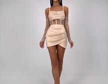 Комплект: корсет, декорований мереживом   + рукавички+ спідниця міні з драпіруванням   | PUSHKA SHOP