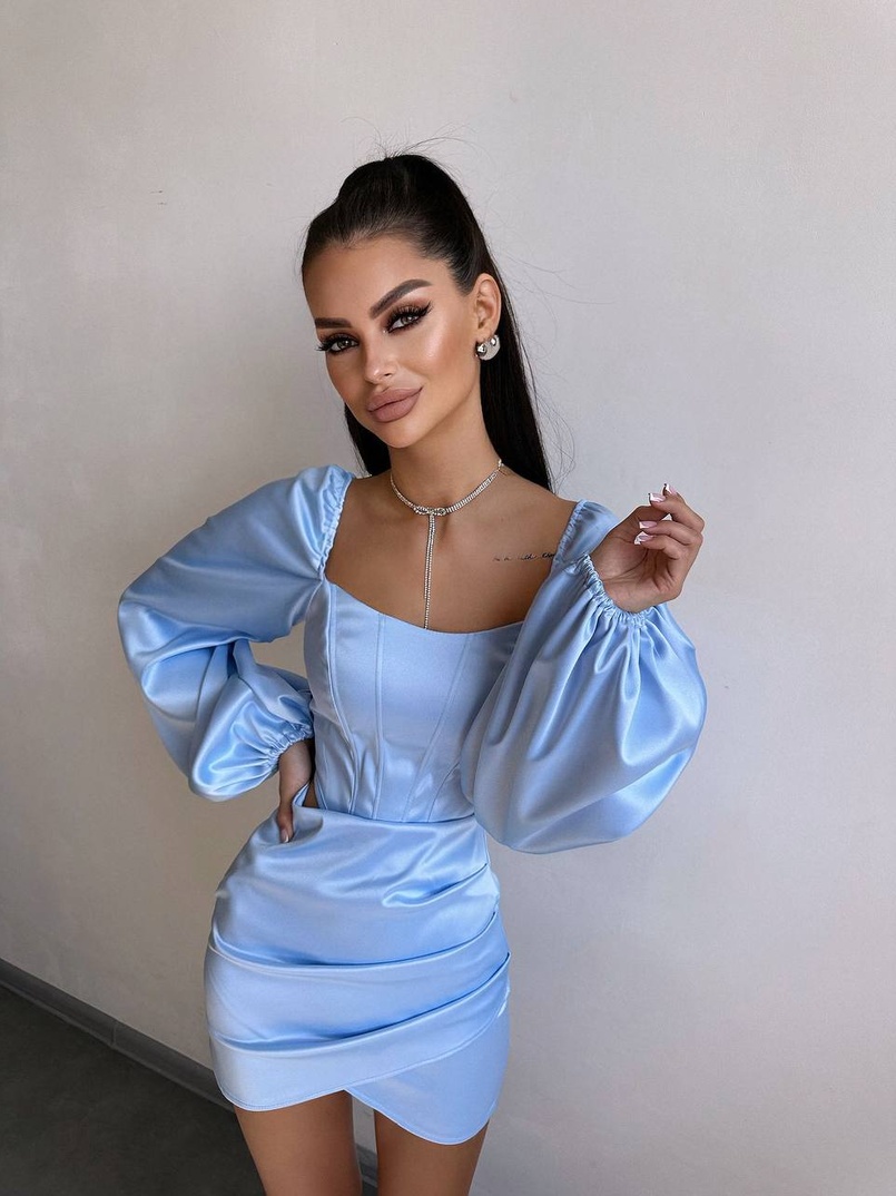 Атласний  комплект: корсет + спідниця з драпіруванням | PUSHKA SHOP