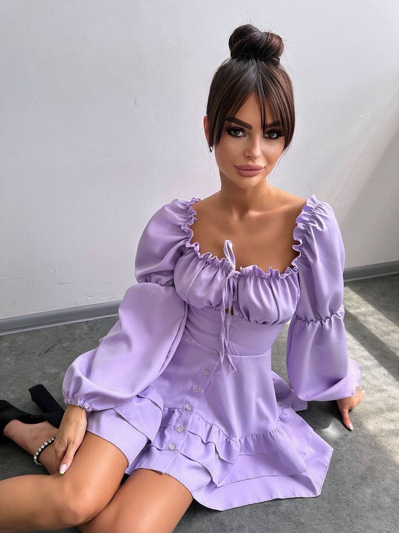 Сукня з воланами на ґудзиках  | PUSHKA SHOP