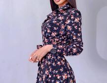 Цветочное платье-рубашка на пуговицах | PUSHKA SHOP