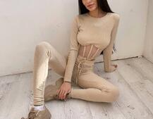 Трикотажний комплект: корсетний топ + легінси | PUSHKA SHOP