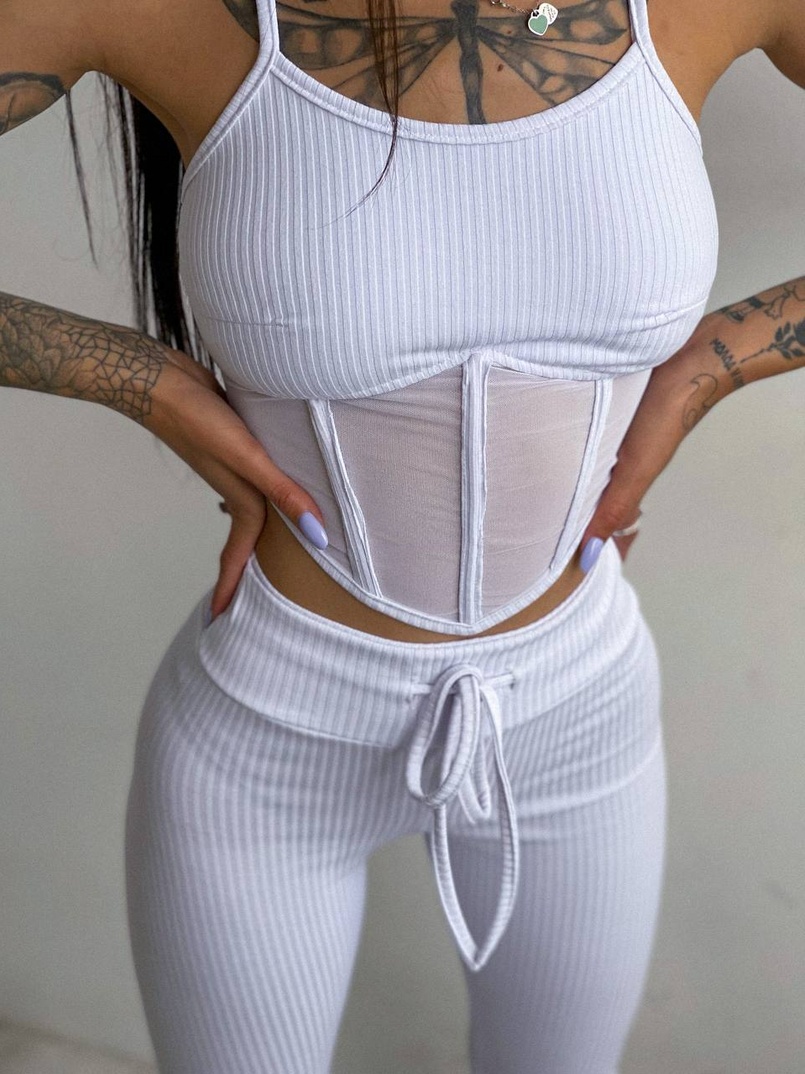 Трикотажный комплект: корсетный топ на косточках + леггинсы | PUSHKA SHOP