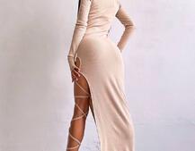 Трикотажна сукня з зав’язкою на ніжку Трикотажна сукня з зав’язкою на ніжку | PUSHKA SHOP